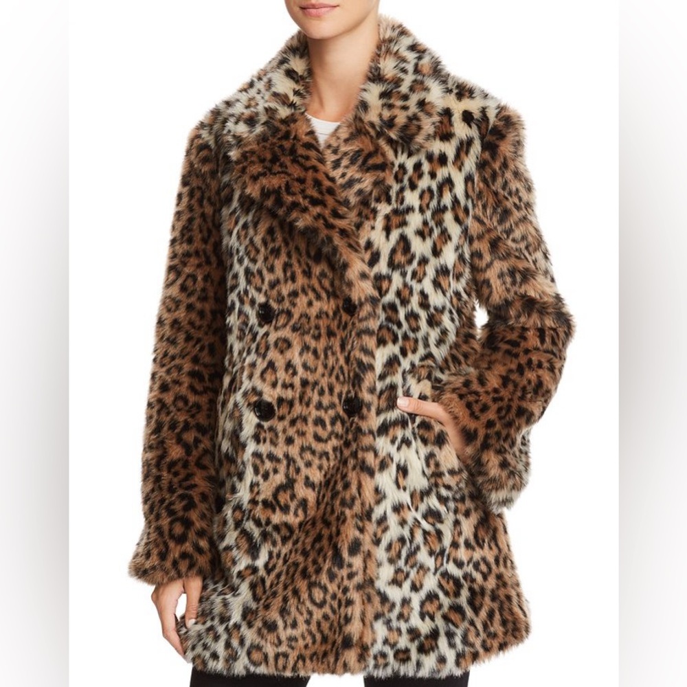 Joie tiaret leopard-printed faux fur coat
